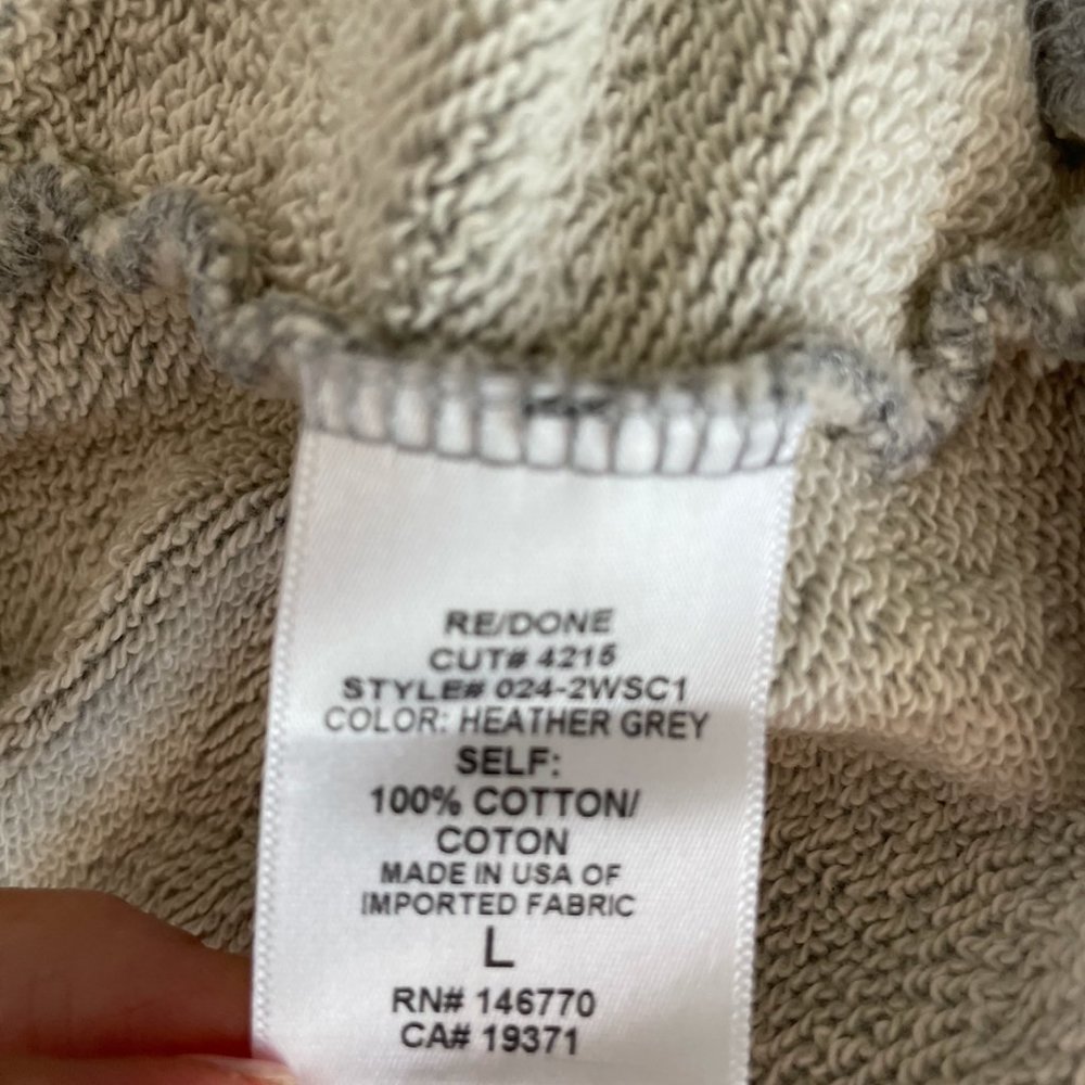 NWT  Size L RE/DONE 60s Raglan Hoodie Heather Grey - Picture 5 of 6